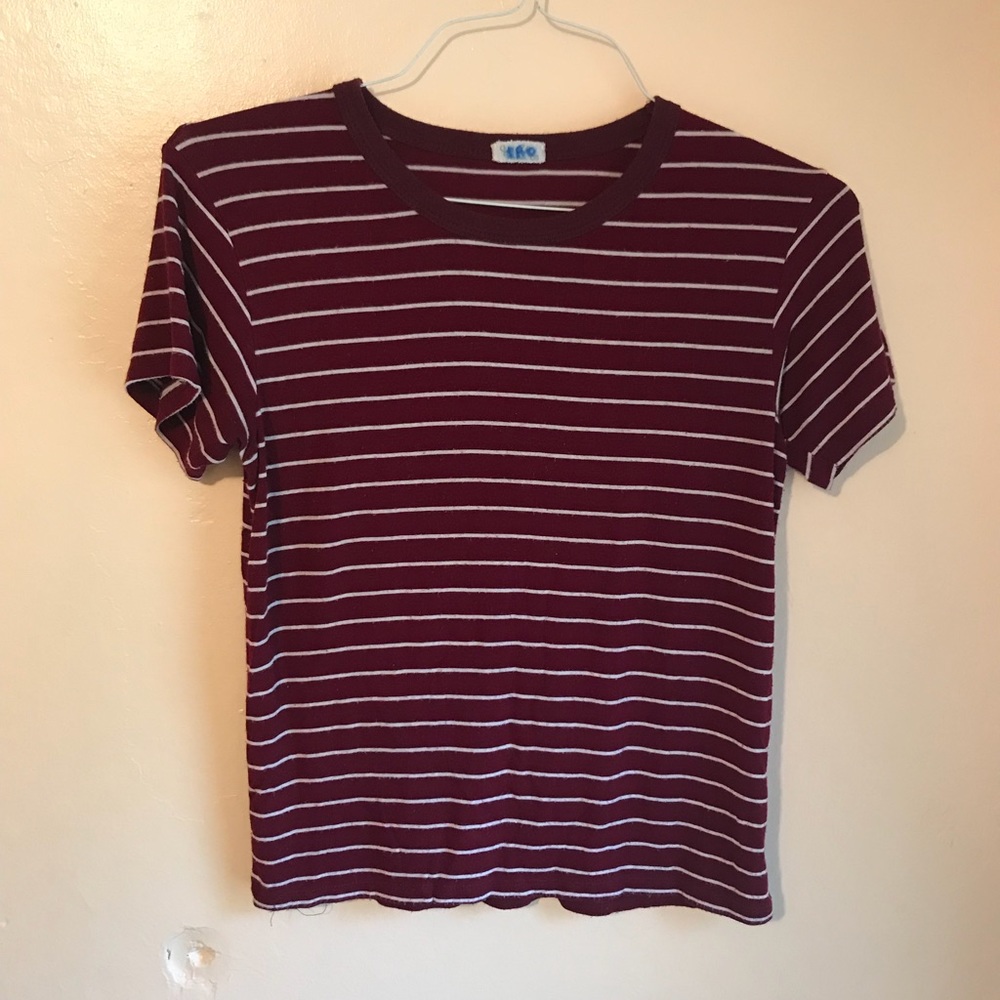John galt brandy Melville maroon striped t-shirt